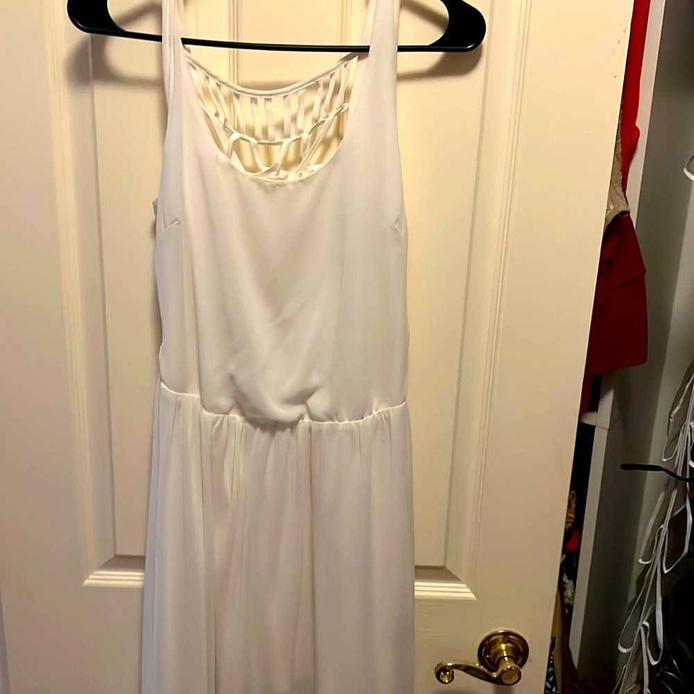 M shear high low white dress